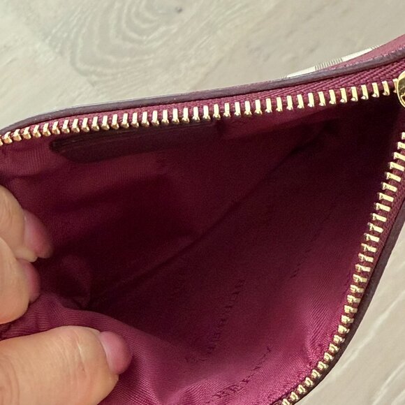 Burberry burgundy zip card holder with leather trim - Picture 3 of 6